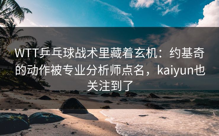 WTT乒乓球战术里藏着玄机：约基奇的动作被专业分析师点名，kaiyun也关注到了