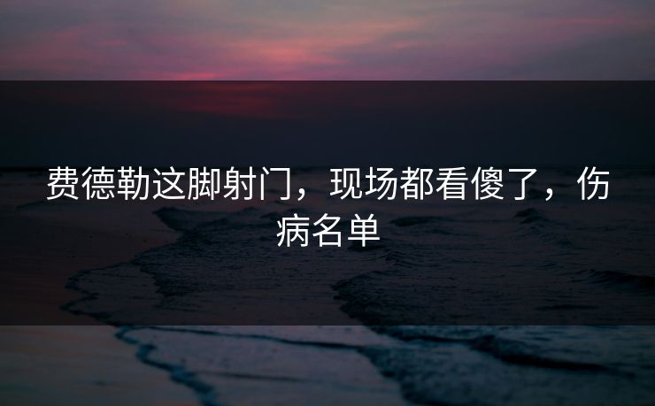 费德勒这脚射门，现场都看傻了，伤病名单